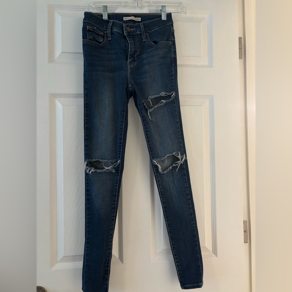 Levi's Blue Skinny Jeans with Distressed Knees
